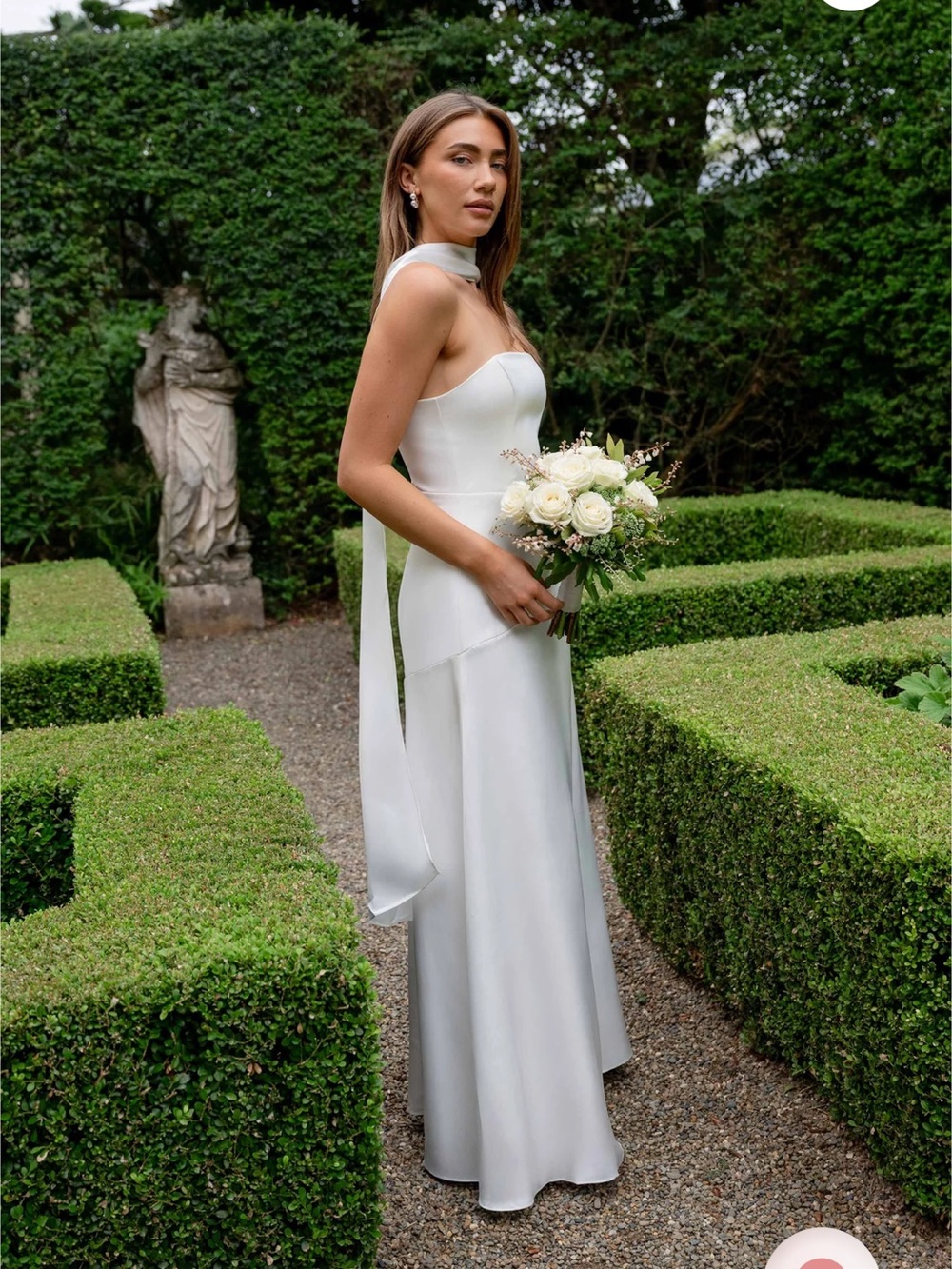 elliatt noralyn white strapless satin neck tie maxi gown bridal dress small NEW